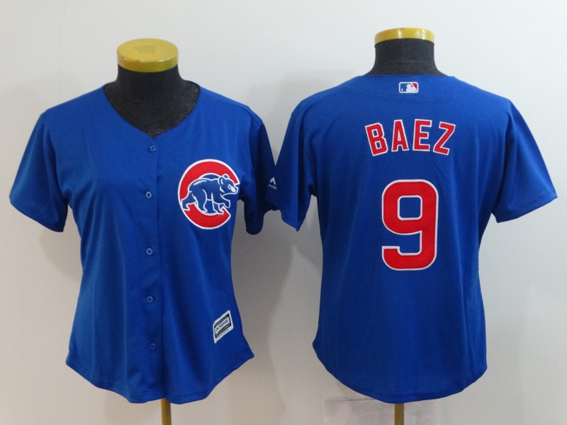2018 Women Chicago Cubs #9 Baez blue new Rush limited MLB Jerseys->los angeles dodgers->MLB Jersey